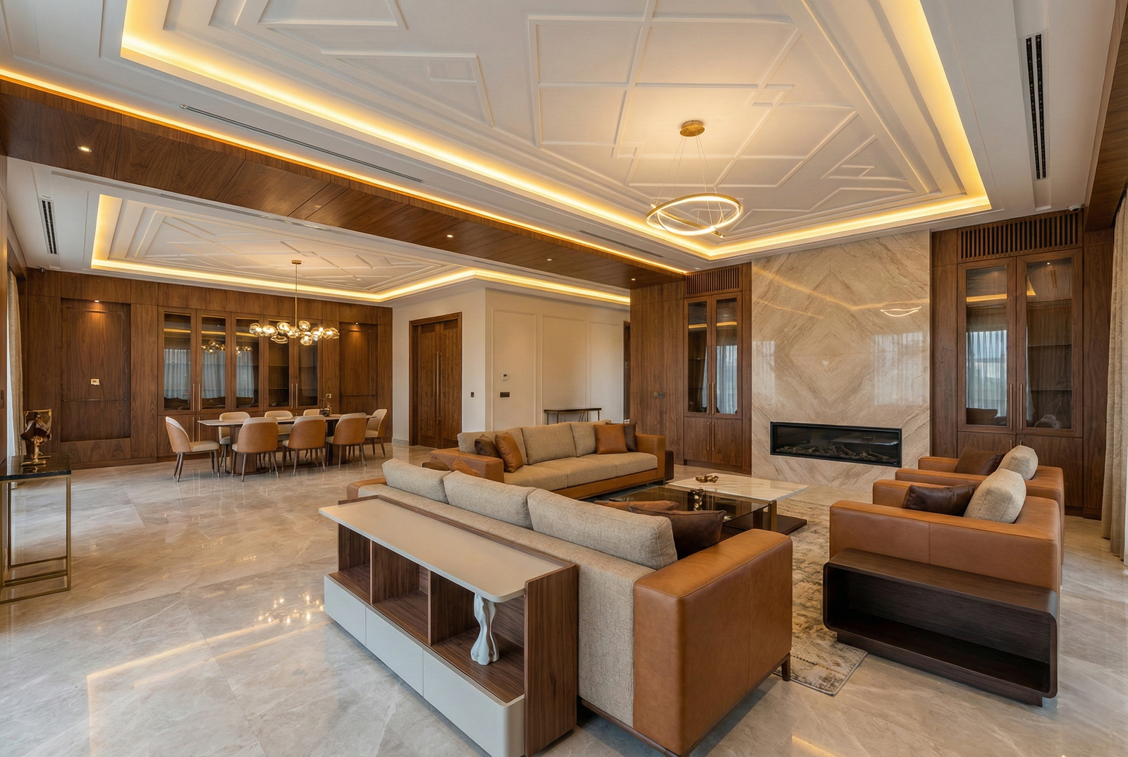 تشطيب صالة معيشة مودرن